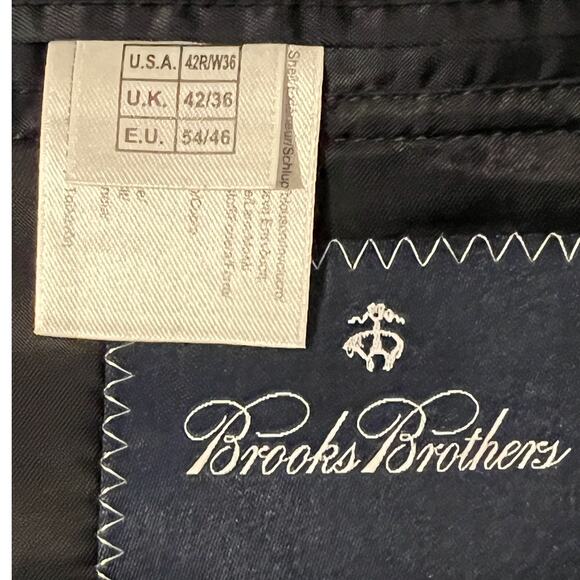 Brooks Brothers Mens Suit Jacket Size 42R Black Wool Vent Single Breasted Preppy - Picture 2 of 11